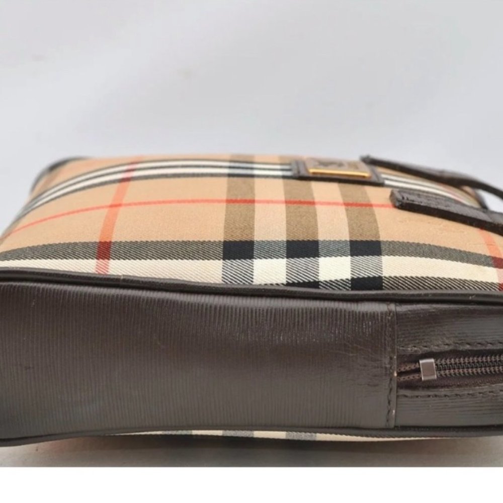 Authentic Burberrys Nova Check Hand Bag Purse Canvas Leather Brown Beige 8327G - Picture 4 of 16